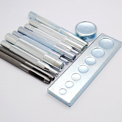 DOW 11pcs Craft Tool Leathercraft diy kit Die Punch Snap Kit Rivet Setter with Base for Punch Hole and Install Rivet Button - Thumbnail 7