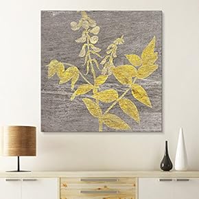 Square Canvas Wall Art - Yellow Folliage Wood Effect Canvas - Giclee Print Gallery Wrap Modern Home Art Ready to Hang - 12x12 inches
