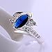Fashion Lady Jewelry Blue Ocean Diamond Crystal Silver Finger Ring