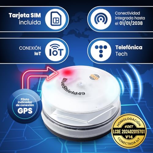 GeoBlueShield49/Garza 2 Luzes de Emergência para Automóveis Aprovadas DGT v16 3.0 e Bateria Case I Energizer 9V I Obrigatória em 2026 I Conectividade IoT até 2038 I Em Colaboração, 2 Beacons