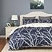 Bedsure Duvet Cover Set with Zipper Closure-Branch and Plum Blue Printed Pattern,Twin (66