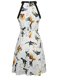 Oxiuly OX238 - Vestido de natación para mujer, cuello medio, sin mangas, diseño floral, estilo casual