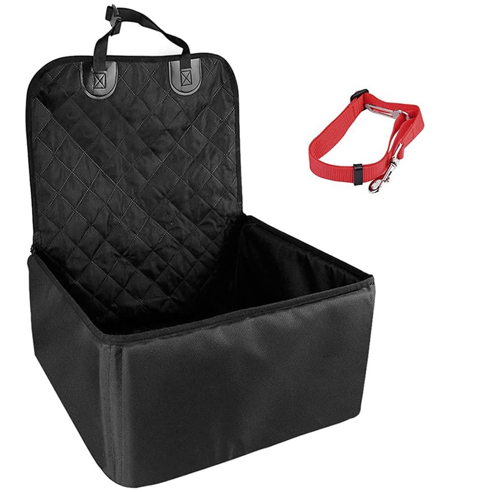 ELR Pet Car Seat Cover 2 in 1 for Dogs, Black, Non-Slip, Seat Belt Protective, SUV, Car, Wagon, Truck, Van