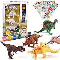 NEOWOWS Decorate Your Own Dinosaur Figurines DIY Dinosaur Arts Crafts 3D Painting Dinosaurs Toys for Kids Boys Girls