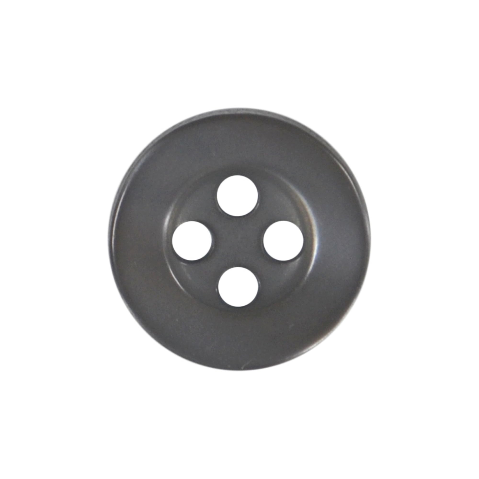 11mm Round Sew On Plastic Buttons for Shirts & Blouses - Pearlescent, Flat with 4 Holes, 18L - Pack of 20 - Grey