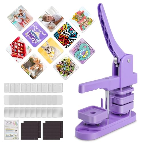 Photo 1 of ** PARTS ONLY ** Square Magnet Button Maker Press Machine with 100 Sets Square Badge Making Supplies 2'' x 2'', Custom Fridge Badges – Ideal for Parties, Events, Business, School
