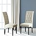 LSSBOUGHT Button-tufted Classic Accent Dining Chairs with Solid Wood Legs, Set of 2 (Beige)