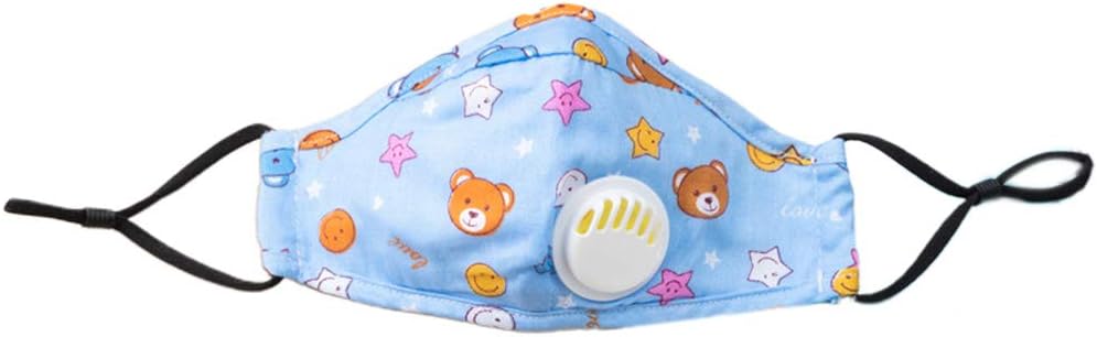 UNWSTYU Kids Cotton Reusable Cute Colorful Cartoon Printed PM2.5 (Blue)