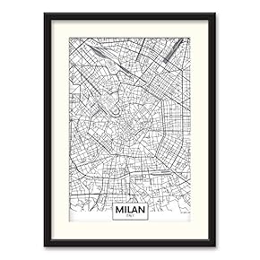 Black Paper Framed Canvas Wall Art for Living Room, Bedroom Black and White City Map Canvas Prints for Home Decoration Ready to Hanging - 23x31 inches
