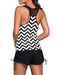 HOTAPEI Traje de baño con espalda de sudadera, de dos piezas con top y pantalón corto