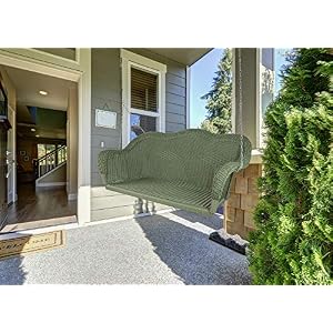 Northlight 50 Moss Green And Silver Resin Wicker Swing With Chain Porch Swings Patio Furniture Accessories