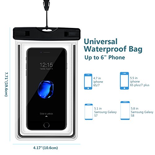 Universal Waterproof Phone Case, Water Resistant Pouch Dry Bag for iPhone7/7plus/6s/6/6s plus, Samsung galaxy s8/s7 (up to 6.0") - Thumbnail 3