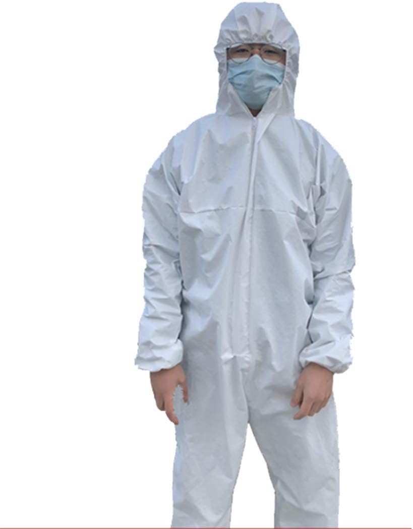 KEKE Dispoable with Hood Coverall Suit Against Bacteria Prevents Viruses From Entering Zip Front Opening Isolation Clothing