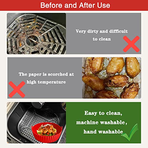 FQCUECF Air Fryer Liners Silicone, 7.87 Inch 2 Pack Silicone Air Fryer