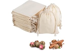 20Pcs Cotton Drawstring Bags,4 * 6 Inch Reusable Muslin Bag Natural Cotton with Drawstring Produce Bags Bulk Gift Bag Jewelry