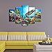 Xlarge 5 Piece Underwater World Canvas Wall Art Painting Sea Turtles Tropical Fish Swim on Coral Reef in the Sea Ocean Picture Prints Kids Room Wall Decor Stretched and Framed Ready to Hang 40x60inch