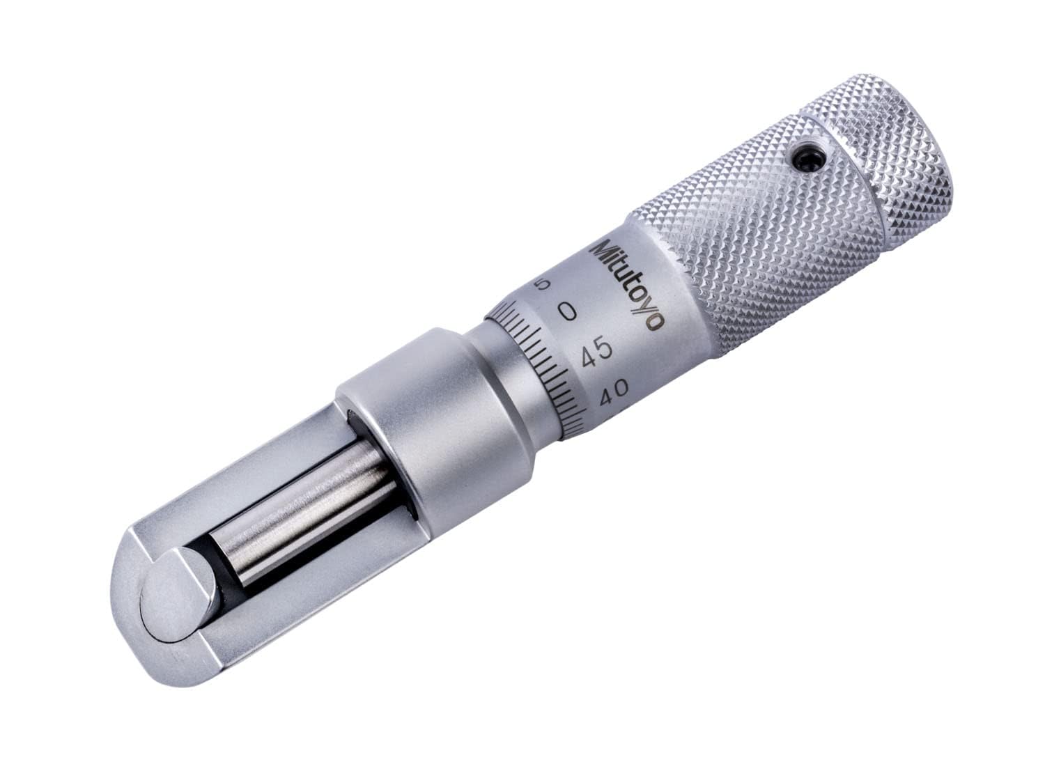 Mitutoyo 147-103 Micrómetro de costura de latas, tope de trinquete, rango de 0-13 mm, graduación de 0,01 mm, precisión de +/-0,003 mm, para latas de acero