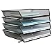 DESIGNA Stackable Metal Mesh Desk Trays 4 Tier File Document Letter Tray Desk Organizer Desktop Paper Tray Rack for Home Office School Stacking Supports - Black
