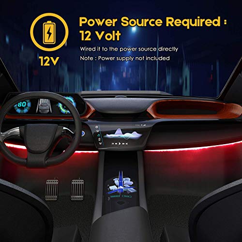 Geeon LED Strip Lights Waterproof 12V Red (620-630nm) for Auto Car Truck Motorcycle Boat Interior Lighting UL Listed 30CM/12'' 3528 SMD Pack of 4 (Renewed) - Thumbnail 4