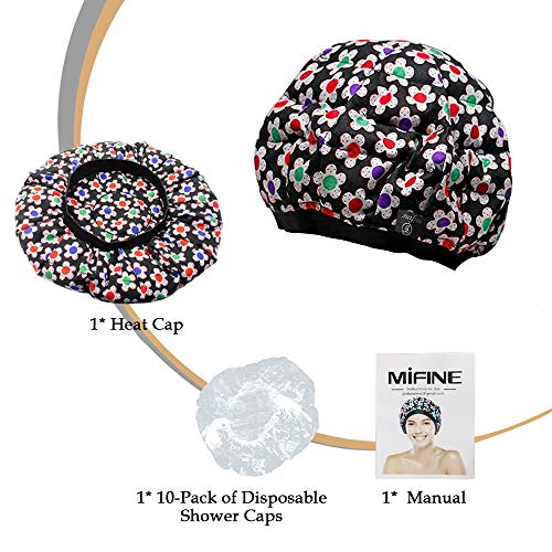 Cordless Deep Conditioning Heat Cap - Microwavable Heat Cap for Deep Conditioning Hair Therapy, 100% Natural Cotton, Flaxseed Seed Interior for Maximum Heat Retention (Flower)