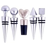 Stainless Steel Wine Bottle Stoppers (5 Pack) by Air Nebula | Elegant Beverage Plugs | Airtight Seal