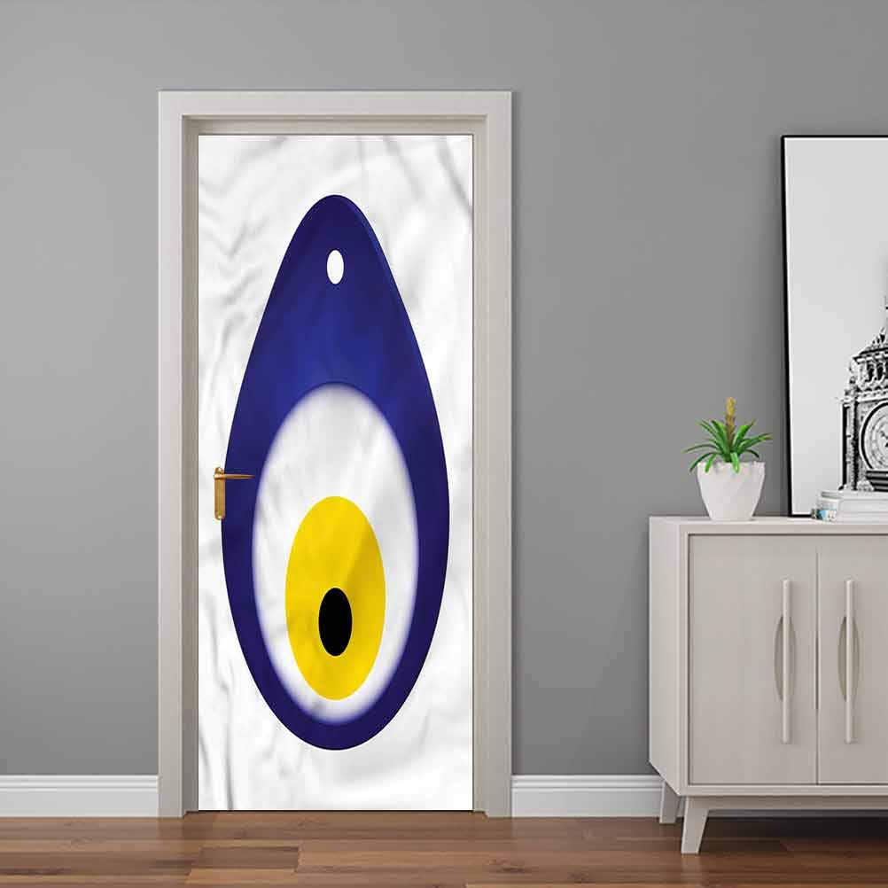 3D Door Decal Evil Eye, Middle Protection Bathroom Door Decal for Kids Room Decoration 32 x 80 Inch