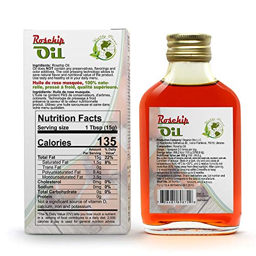 ECO NAVA | Rosehip Oil| 100% Natural Extra Virgin Cold Pressed 100 ml / 3.4 fl oz | Unrefined Raw No-GMO Vegan | Premium Food Grade | Great For Cooking, Cold Foods, Raw & Skin Applications