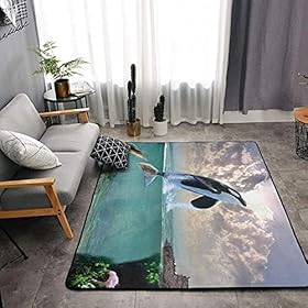 Lzhengsi Super Soft Modern Carpet Killer Whale Print Area Rug Living Room Carpet Bedroom Rug Yoga Mat Easy to Clean for… 51abSn0NcHS