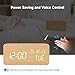 BlaCOG Digital Alarm Clock with Wooden Desk LED Time, Week, Date/Month/Year and Temperature Display, Battery/USB Powered, 3 Alarm Settings, Adjustable Brightness Bamboo/White