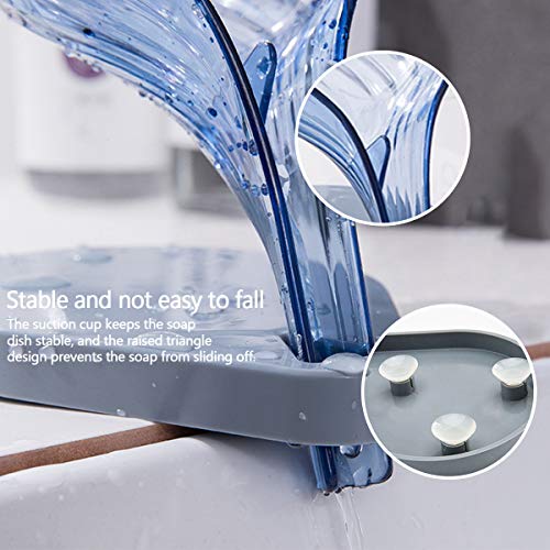 Soap Dish Holder Leaf Shape - Decorative Drainage Soap Box, Durable Plastic Soap Case, Anti Slip Soap Saver Tray with Suction Cup for Bathroom Kitchen (Not Punched)