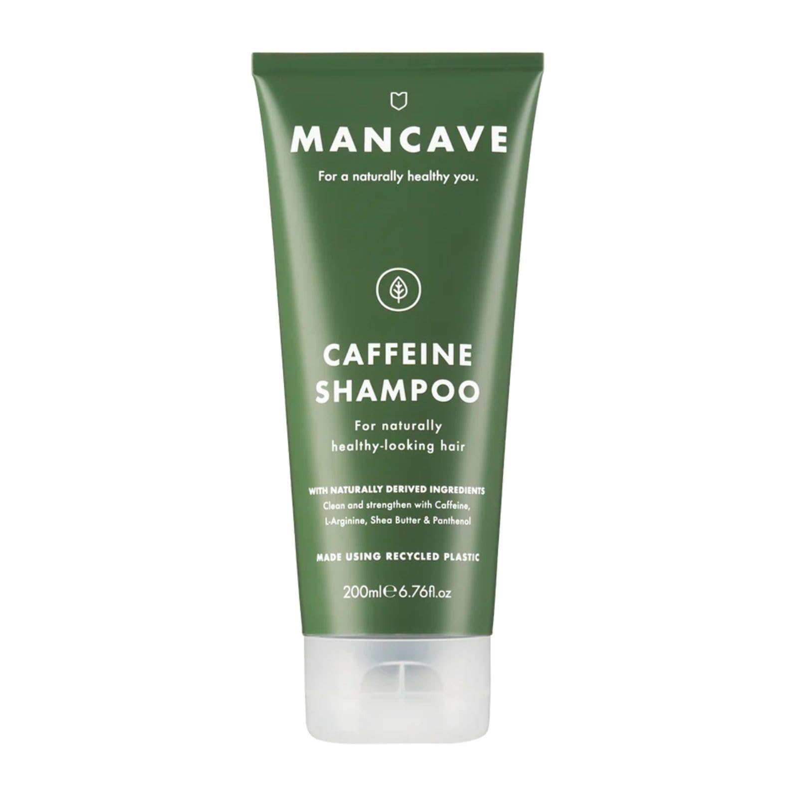 ManCave Caffeine Shampoo for Men, 200 ml, Shampoo, Natural, Vegan, Eco-Conscious, Cruelty-Free, and encourage Healthy Hair Growth with Caffeine, Panthenol and Vitamin E, Shampoo for Men