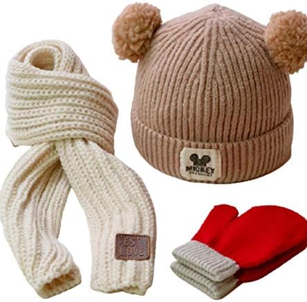 Affar キッズ 帽子 手袋 マフラー 三点セット ニット キッズ 幼児 子供 1 4歳 4