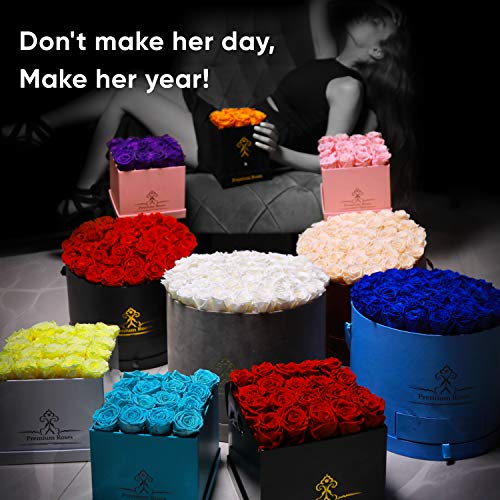 Premium Roses| Real Roses That Last a Year | Fresh Flowers| Roses in a Box (Burgundy Box, Large)