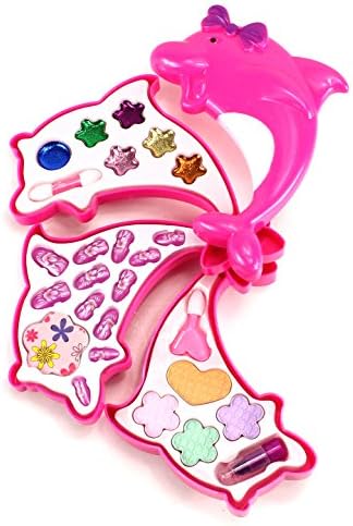 Fashion Dolphin Case Pretend Play Toy Make Up Case Kit, Washable