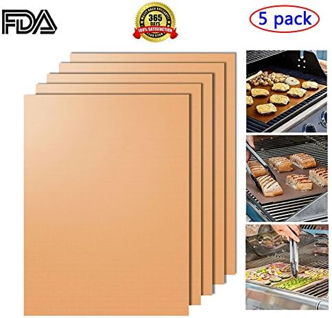 Non-stick BBQ Grill Mats,Set of 5 -Barbecue Utensil for Gas - Charcoal - Electric Grill Durable,Heat Resistant