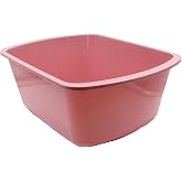 Portable Rectangular Plastic Wash Basin, 6 Quarts with Graduations, Rose (Pack of 2)