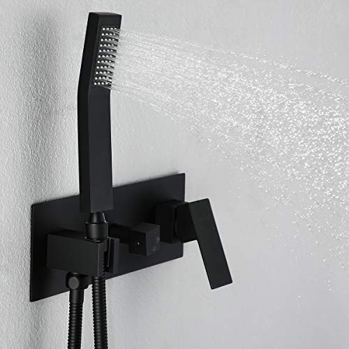 RBROHANT Solid Brass Matte Black Shower System, High Pressure Rainfall Shower Fixtures Complete Faucets Sets, 10 Inch Black Shower Head Combo Luxury Rain Mixer (Valve include)(Classy) - Thumbnail 6