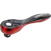ARES 42051 3/8" Drive Stubby Dual Tone 72-Tooth Ratchet | Easy Quick Release Socket Change; Reversible Design