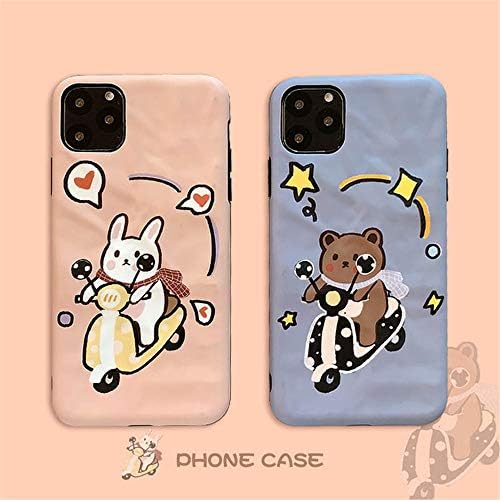 WMXSJ 2Pcs Phone Case Couple Lovely Bear Bunny Cartoon Silicone Case for Iphone Series,11promax