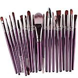 KOLIGHT Set of 20pcs Cosmetic Makeup Brushes Set Powder Foundation Eyeliner Eyeshadow Lip Brush for Beautiful Female (Purple+Coffee)