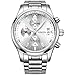 SONGDU Mens Luminous Business Casual Quartz Wrist Watch with Stainless Steel Strap,Silver Dial