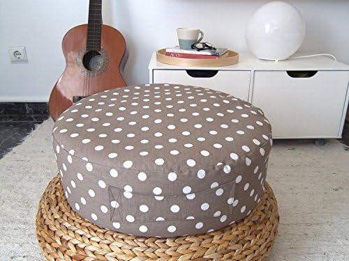 Taupe Round Floor Cushion Ottoman Pouf- Taupe Toddler Floor Cushions Pouf - Nursery Decor - Kids Pouf - Meditation Floor Cushion