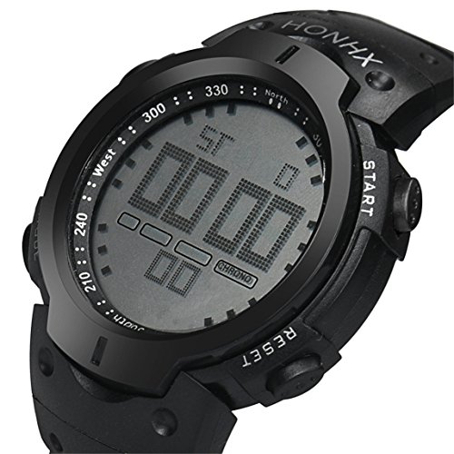 Fashion Waterproof Men's Boy LCD Digital Stopwatch Date Rubber Sport Wrist Watch (Black) - Thumbnail 5