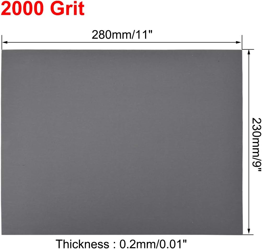 sourcing map 2000 Grits Sanding Sheets 9-inch x 11-inch Wet Dry Silicon Carbide Sandpaper for Wood Furniture Metal Automotive Polishing 3pcs - Image 4