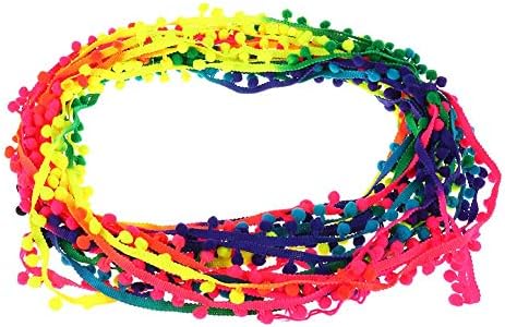 Jytrading 20 Yards 7mm Lace Pompom Trim Pom Tassel Ball Fringe Ribbon svelte Storage Fabric Knitting Watch Case Remover car Decoration Blue