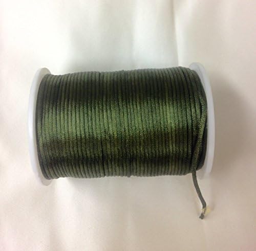 Satin Rat tail cord 2.5mm for macrame, jewelry, decorations selling per Roll/110 yard in Olive Green, Available in 21 Colors