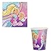 Our Deluxe Mermaid Barbie Birthday Party Supplies Pack For 12 Guests With Dessert Plates and Napkins, Tablecover, Cutlery, Cups, 12 Mermaid Tail Necklaces, Mermaid Swirl Decorations, and Exclusive Pin