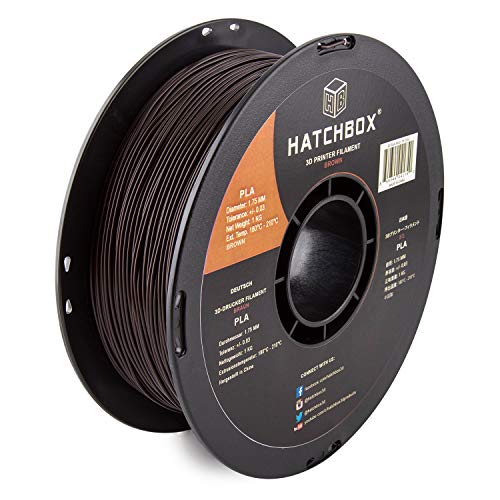 HATCHBOX PLA 3D Printer Filament, Dimensional Accuracy +/- 0.03 mm, 1 kg Spool, 1.75 mm, Brown