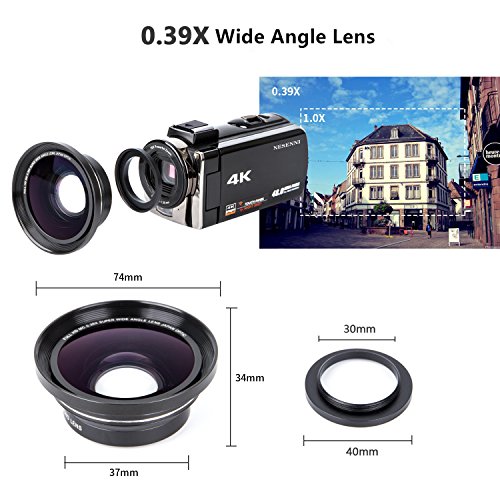 4K Camcorder Digital Video Camera Recorder Vlogging Camera NESENNI HD 48.0MP 3.0 inch Touch Screen IR Night Vision 16X Digital Zoom Camera with 2 Batteries,Led Video Light and Wide Angle Lens(614KWL)