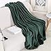 LEEVAN Throw Blanket Computer Office Chair Cover Luxury Flannel Pom Pom Fringe Plush Bed Yellow Throw Lightweight Velvet Blankets for Couch Sofa Suitable for All Seasons Green-51x 63 Inch